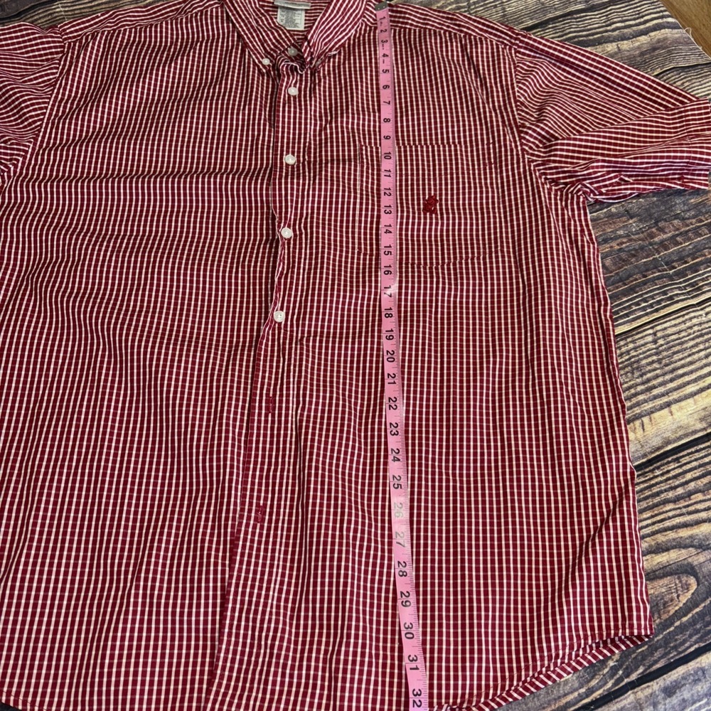 Walt Disney World Mens Dress Shirt XLarge Red White Plaid Embroidered Mickey XL - Picture 7 of 7
